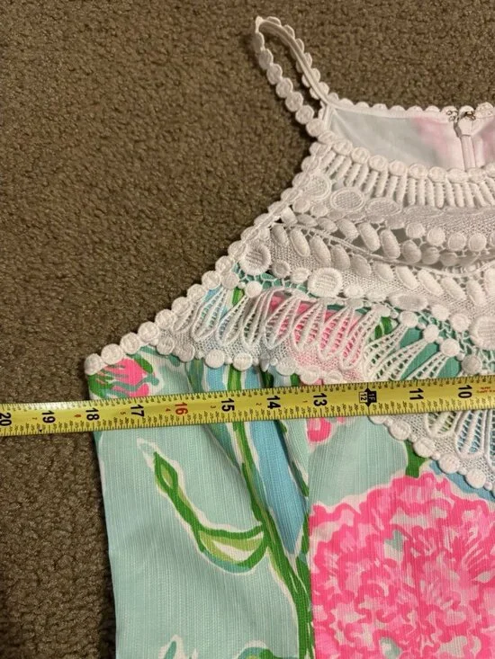 LILLY PULITZER SZ 10 Pearl Shift Floral Dress Poolside Halter Crochet VACATION - Picture 5 of 8